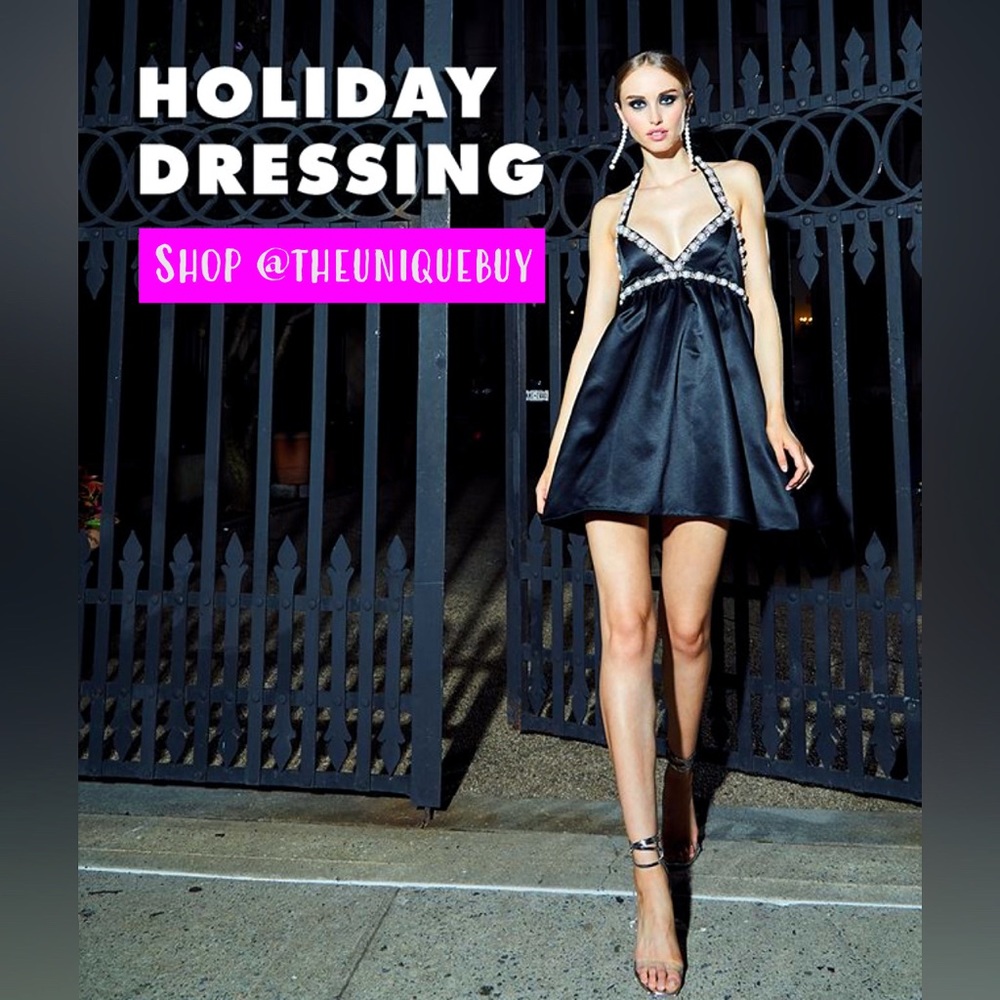 Alice + Olivia Laurena Pearl Embellished Empire Waist Mini Party Dress - Picture 7 of 16